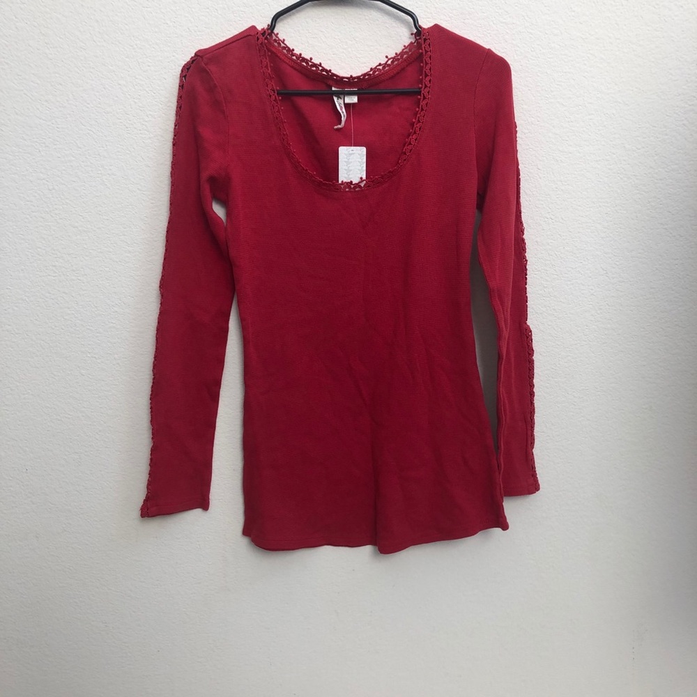 OTHERS FOLLOW Long Sleeve scoop neck shirt